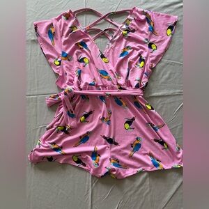 ELOQUII Pink Parrot Print Romper – Size 22/24 – Good Condition